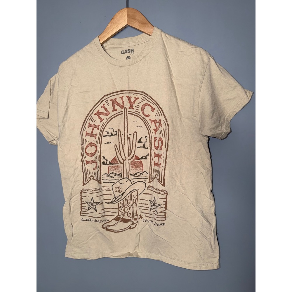 Johnny Cash Graphic T Shirt Desert Cowboy Sunday Morning Coming Down‎ Medium